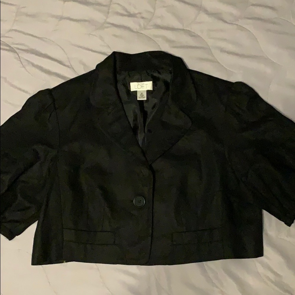 Loft Cropped Bolero Linen Black M Jacket